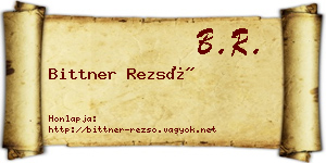 Bittner Rezső névjegykártya